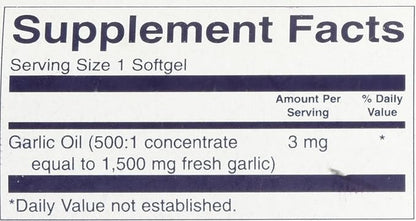 Swanson Garlic Oil Equivalent to 1500 Milligrams 500 Sgels