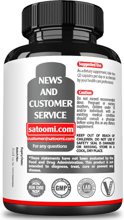 Satoomi 7in1 Cortisol Supplement - Magnesium Glycinate with Ashwagandha, Magnesium Glycinate and Citrate - Mood & Rest Well & Resilience - 90 Capsules for 45 Days