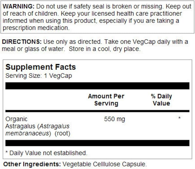 SOLARAY Astragalus Root 550mg | Healthy Immune Function & Stress Support | Adaptogen Herb | Non-GMO & Vegan | 100 VegCaps