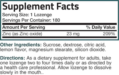 Bronson Zinc Lozenges Antioxidant & Immune Support Supplement Lemon Flavored, 180 Chewable Tablets