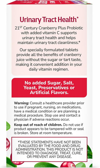 21st Century Cranberry Plus Probiotic Tablets, 60 Count