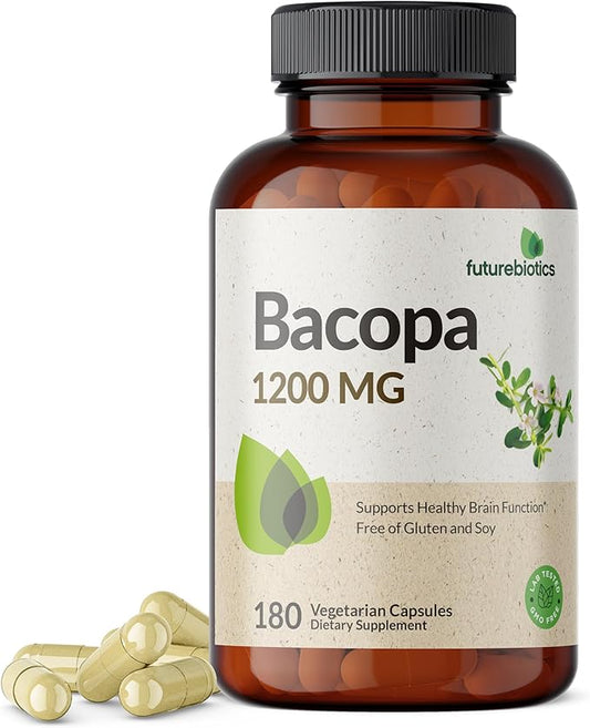 Futurebiotics Bacopa 1200 MG Supports Healthy Brain Function Non-GMO, 180 Vegetarian Capsules
