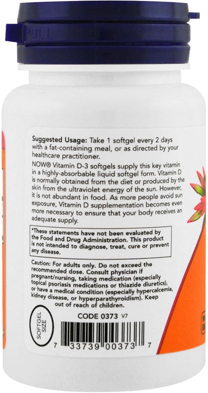 Now Vitamin D-3 5000 IU, 240 Softgels, Pack of 3
