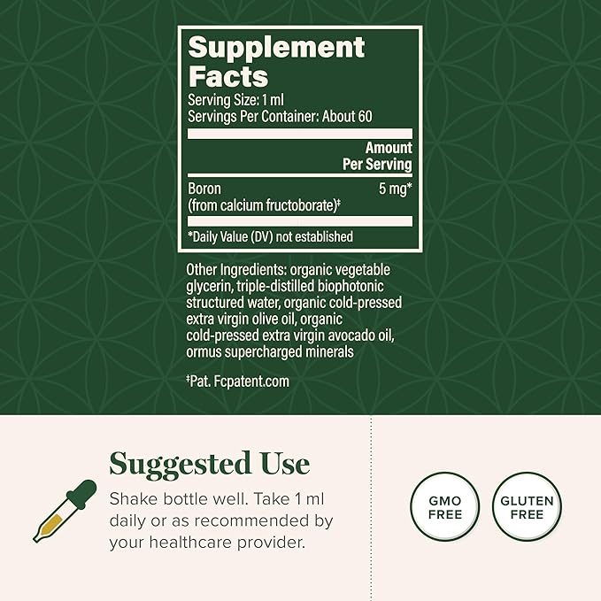 Global Healing Center - Boron Supplement for Men and Women - More Bioavailable Than Liposomal for Bone Health, Metabolism, and Enhanced Magnesium Absorption, 5 mg (2 Oz)
