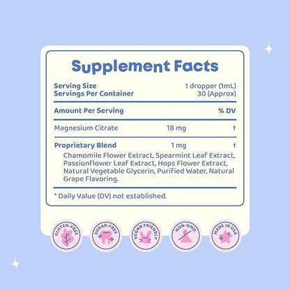 JoySpring Magnesium Citrate Liquid for Kids – Sugar & Gluten-Free Magnesium Supplement with Chamomile & Passion Flower – Calm Support for Kids & Adults – 30 Servings