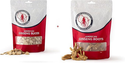 Dairyland American Ginseng Slices and Roots - 4 oz Pack Each of Wisconsin Ginseng – Direct from Farmer to Consumer 西洋参