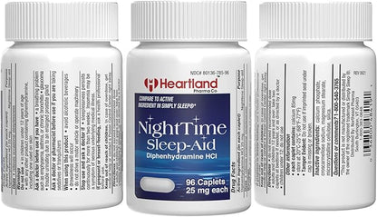 Diphenhydramine HCI 25mg | Sleep Aid Relief Caplets | Sleeping Pills for Adults Extra Strong | Natural Sleeping Aids | 96 Count | 5 Pack