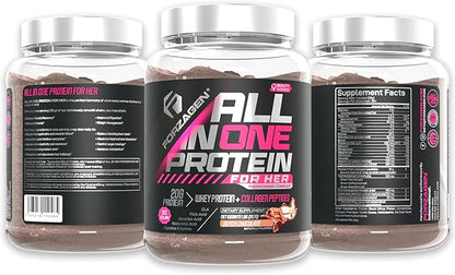Forzagen All in One Protein for Her | Women’s Protein Powder with Multi Collagen Peptides | Hydrolyzed Collagen Supplement, Gut Health, Great for Pre & Post Workout | Dutch Chocolate, 30+ Servings