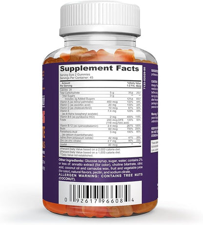Clinical Daily Complete Kids Multivitamin Daily Gummy Supplement for Brain, Vision, Bone and Immune Health. Vitamins A, C, E,D,B6,B12, Folate, Biotin, Essential Minerals. 90 Gluten Free Yummy Gummies