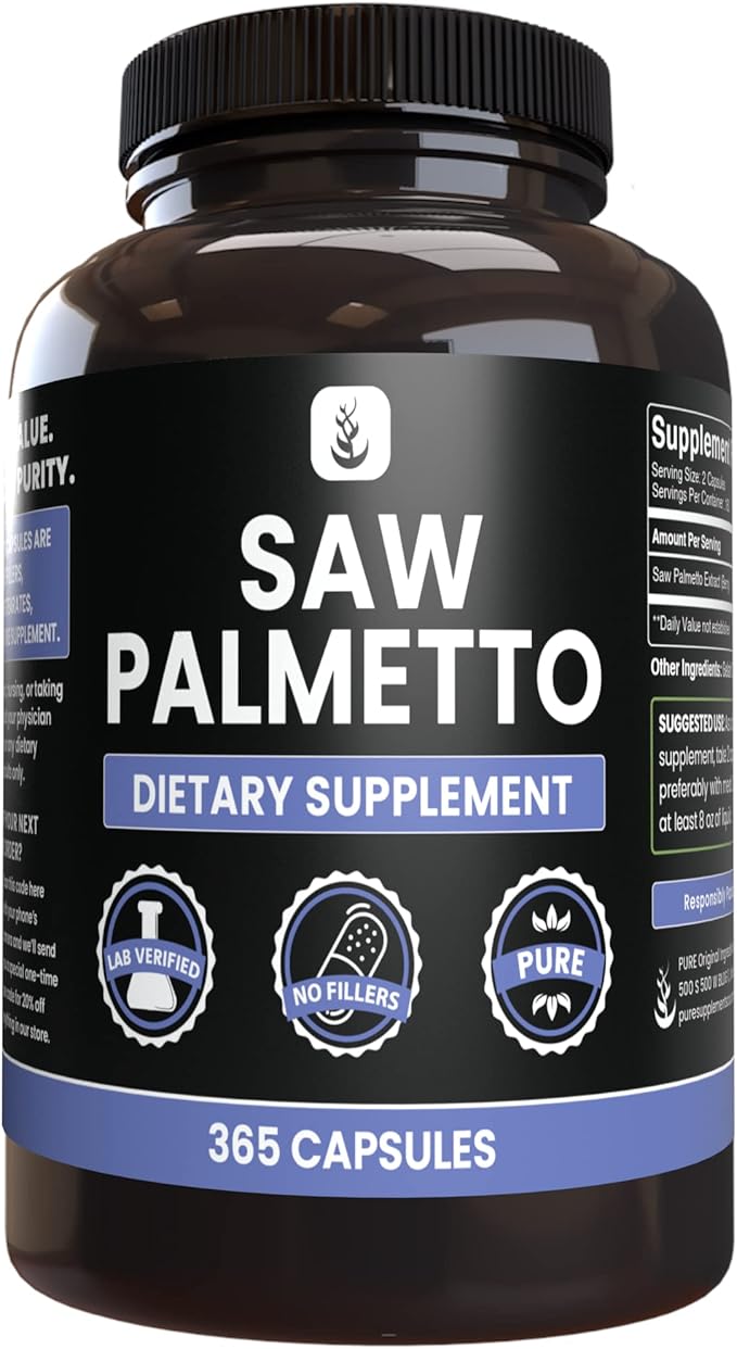 PURE ORIGINAL INGREDIENTS Saw Palmetto (365 Capsules) No Magnesium Or Rice Fillers, Always Pure, Lab Verified
