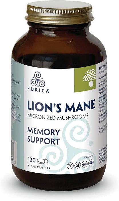 PURICA - Lion's Mane Micronized Mushrooms (120 Count (Pack of 1))