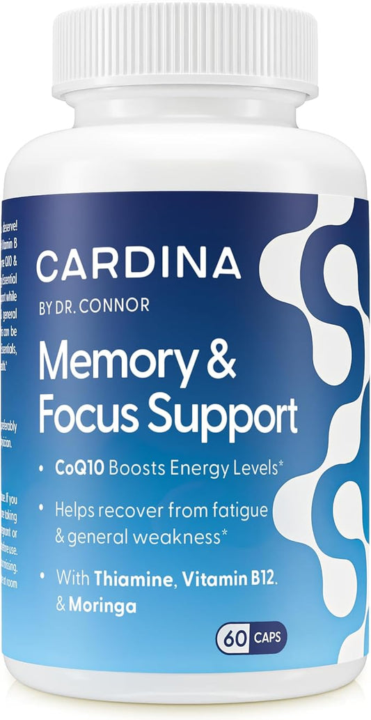 B12 Vitamins for Women and Men - Brain Supplements for Memory and Focus with Thiamine B1 Supplement and COQ10 - Brain Memory Support - Non-GMO and Vegan B12 Supplement, 60 Ct