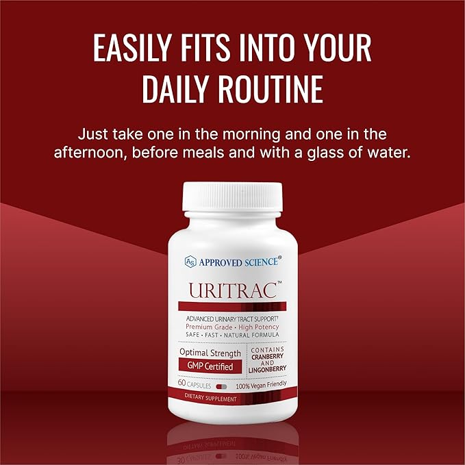 Approved Science® Uritrac™ - UTI Support - Cranberry, D-Mannose, Lingonberry - Vegan Friendly - 60 Capsules per Bottle - Pack of 6