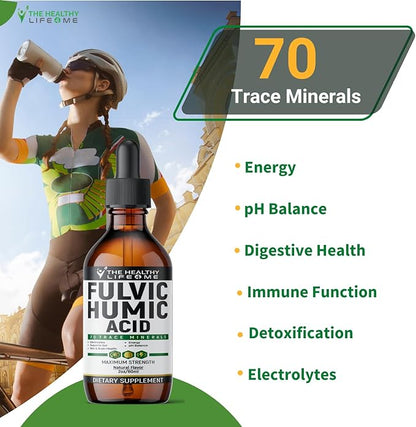 Organic Fulvic Acid + 72 Trace Minerals | Digestion | Hydration | Keto, Dietary Supplement Drop| Energy | pH Balance | 2-Month Supply | The Healthy Life 4 ME