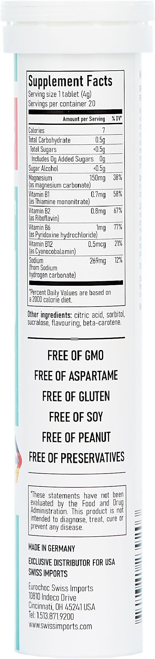 Effervescent Magnesium + B Complex Dietary Supplement, 12-Pack, 240 Tablets