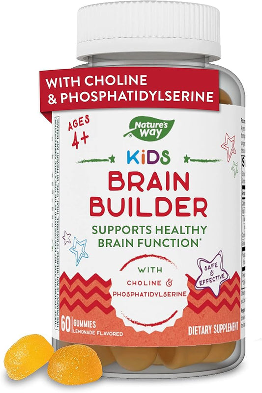 Nature's Way Kids Brain Supplement Gummies, Supports Healthy Brain Function*, Lemonade Flavored, 60 Gummies