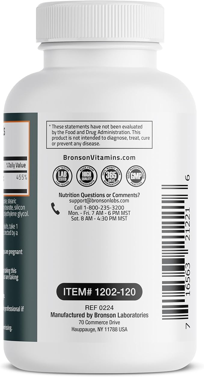 Bronson Zinc 50 MG High Potency Supports Skin Health - Non-GMO, 120 Vegetarian Tablets