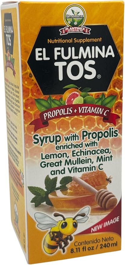 Jarabe Vitamina C (8.11oz) - Syrup with Propolis, Lemon, Great Mullein and Vitamin C, echinacea | Nutritional Supplement