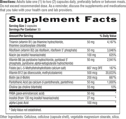 Country Life Coenzyme B-Complex, 60 Capsules – Supports Energy & Metabolism, Mood & Cognitive Function – Vegan, Gluten-Free, Bioavailable B Vitamins with Choline