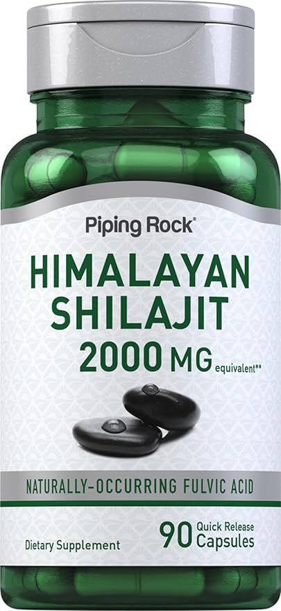 Piping Rock Shilajit Capsules | 2000mg | 90 Count | Himalayan Fulvic Acid | Non-GMO, Gluten Free Supplement