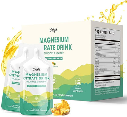 Magnesium Citrate Drink Supplement,Magnesium Drink/Oral Solution with Bromelain,Vitamin,Zinc and Sodium for Zzz and Gut Support