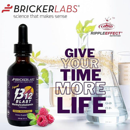 B12 Blast Methylcobalamin 1000mcg, Great Tasting Sublingual Liquid Energy Vitamins -Vegan B12 Vitamins, Sustained Energy and Cellular Energy Supplement - 59-Day Servings