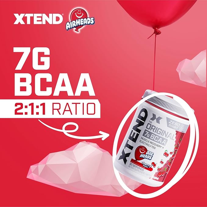 XTEND Original BCAA Powder Airheads Candy Flavor, 7g BCAA and 2.5g L-Glutamine, Sugar Free Post Workout Muscle Recovery Drink with Amino Acids for Men & Women, 30 Servings