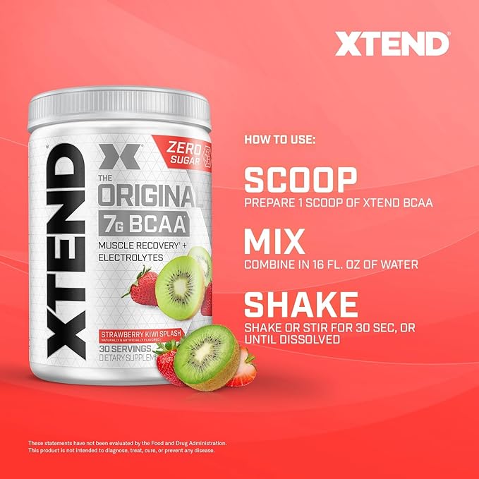 XTEND Original BCAA Powder 7g BCAA and 2.5g L-Glutamine, Sugar Free Post Workout Muscle Recovery Drink with Amino Acids for Men & Women, 30 Servings