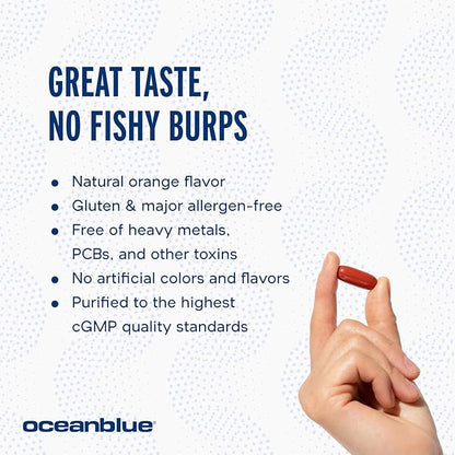 Oceanblue Professional Omega-3 2100 with Turmeric - 60 Count - Triple Strength Burpless Fish Oil for Heart Health, Joint Support Supplement - 20 Servings
