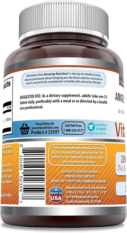Amazing Formulas Vitamin B6 Pyridoxine 25mg 250 Tablets Supplement | Non GMO | Gluten Free | Made in USA