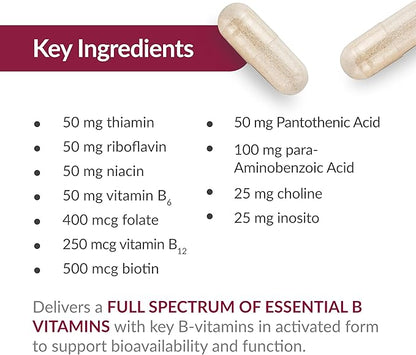 Bariatric Advantage B-50 Complex with Active B12, High Potency Supplement Containing All Essential B Vitamins with Choline, Inositol and PABA - 180 Count
