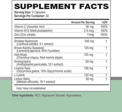 Simplix | Natural Supplement to Strengthen The Immune System | Respond to Outbreaks | Source of Highly Researched Mushroom & Seaweed Polysaccharides 60 Veggie Capsules (1 Pack)