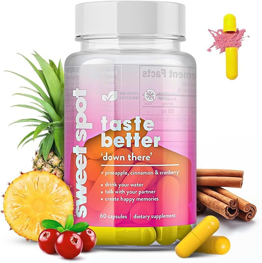 Sweet Spot - Pineapple Extract Vaginal Probiotics, 60 Capsules, Freshens Taste & Supports Vaginal Health, Natural pH Balance with Cranberry and Cinnamon - 500mg per Serving, Made in The USA