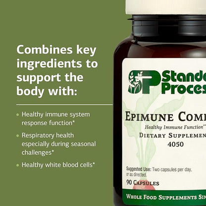 Standard Process Inc. Epimune Complex - Whole Food Respiratory Support with Maitake Mushroom Powder, Superfruit, Coriolus Versicolor, and Acerola - 90 Capsules