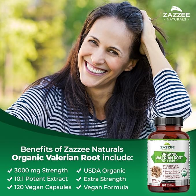 Zazzee USDA Organic Valerian Root 10:1 Extract, 3000 mg Strength, 120 Vegan Capsules, 4 Month Supply, Valeriana officinalis, 10X Potency, 100% Vegetarian, All-Natural, Non-GMO, Made in The USA