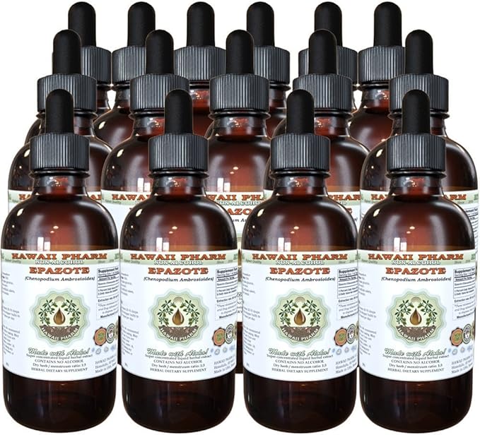 Epazote Alcohol-Free Liquid Extract, Epazote (Chenopodium Ambrosioides) Dried Herb Glycerite Hawaii Pharm Natural Herbal Supplement 15x4 oz