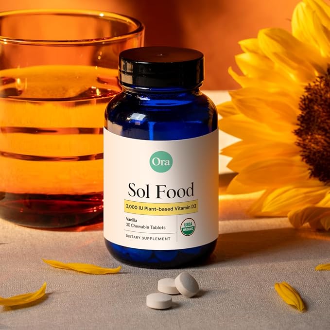 Ora Organic Vitamin D3 2000IU - Vegan Vitamin D Chewables from Lichen for Bone Health, Immune Support, & Mood | Maximum Absorption - 1 Month Supply, 30 Vegan Chewable Vanilla Tablets