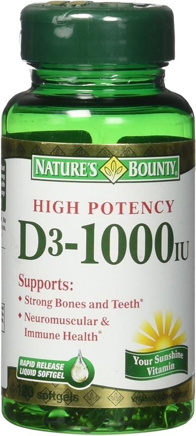 Nature's Bounty Vitamin D3 1000 IU Immune Health, 120 Softgels (Pack of 1)