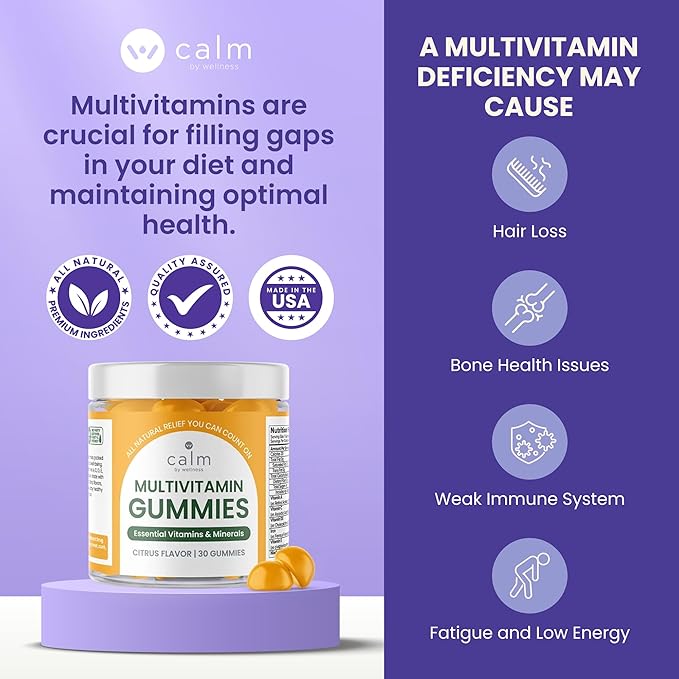 Multivitamin Gummies - All Natural Vegan Adult Multivitamin Gummy - Packed with Antioxidant Vitamins C & E, B12, B6, Folic Acid, Pantothenic Acid - Essential for Overall Health