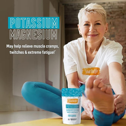 SMART FOR LIFE Potassium Magnesium Supplement – High Absorption Mineral Complex – 90 Vegan Capsules – Muscle Support & Electrolyte Balance