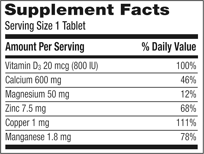 Caltrate 600 Plus D3 Plus Minerals Calcium and Vitamin D Supplement Tablets, Bone Health and Mineral Supplement for Adults - 165 Count