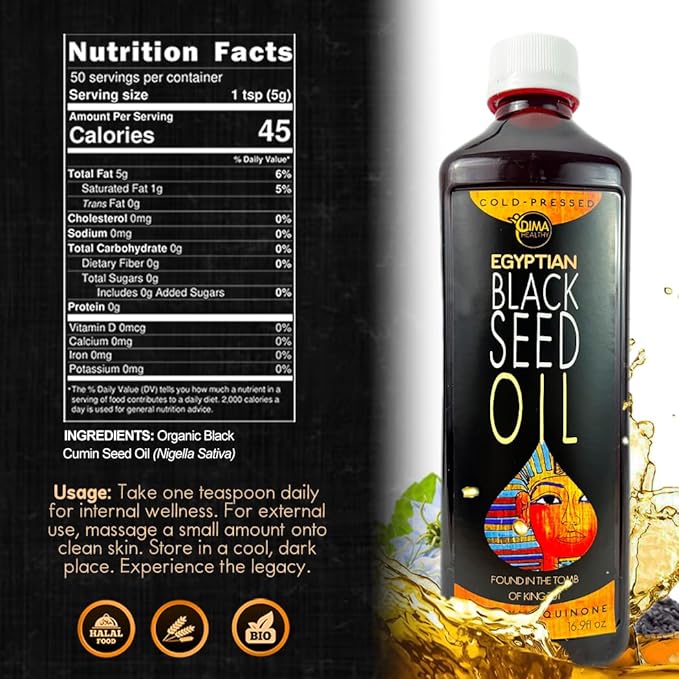 Cold-Pressed Egyptian Black Seed Oil with 3% Thymoquinone: Your Path to Natural Wellness [16.9 fl oz/500ml]…