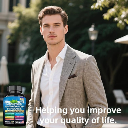 A 𝑪𝒐𝒓𝒕𝒊 𝑺𝒐𝒐𝒕𝒉𝒆 𝑪𝒐𝒓𝒕𝒊𝒔𝒐𝒍 𝑺𝒖𝒑𝒑𝒍𝒆𝒎𝒆𝒏𝒕—Magnesium, L - Theanine & Ashwagandha Blend for Relaxed Mood, Sound Sleep and Enhanced Concentration-1 Pack