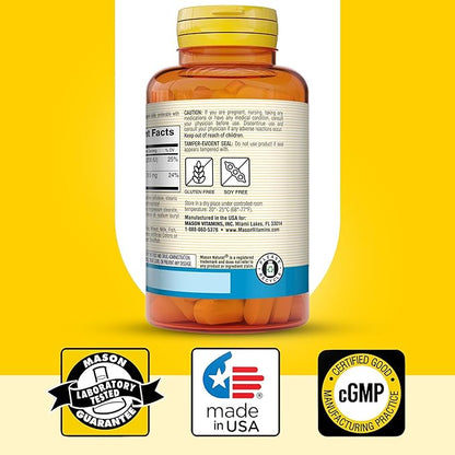 MASON NATURAL Calcium Citrate Plus Vitamin D3, 2 Month Supply, Strengthens Muscle Function & Bone Health, 60 Caplets