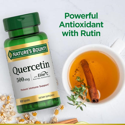 Nature's Bounty Quercetin, Immune Support, 500mg, with Vitamin C, Rose HIPS, & Rutin, 60 Count