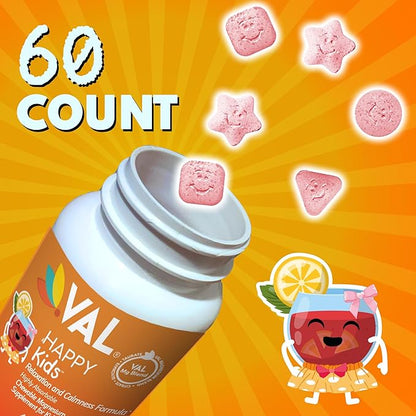 VAL Magnesium for Kids | High-Absorption Magnesium for Calm, Relaxation & Focus | Mg Glycinate, Citrate & Taurate | with Vitamin B6, D & C | Sugar-Free, Non-GMO | 60 Chewable Tablets