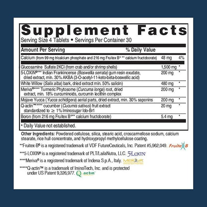 Advanced Joint Support Supplement, Relieve Joint Discomfort, Calcium, Glucosamine, 5-Loxin, Manufactured in The USA, 120 Tablets