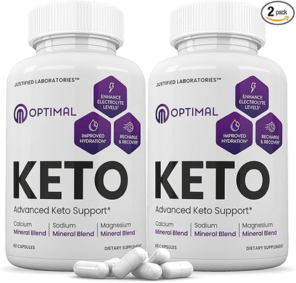 (2 Pack) Optimal Keto Pills 1275MG New & Improved Formula Contains Apple Cider Vinegar Extra Virgin Olive Oil Powder Green Tea Leaf 120 Capsules