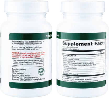 Memory - Natural Blend - Expert Formulated Supplement for Cognitive Wellness, Memory, & Neural Function - Premium L-Tyrosine, Phosphatidylserine, Bacopa Monnieri - 30 Capsules 3 Pack