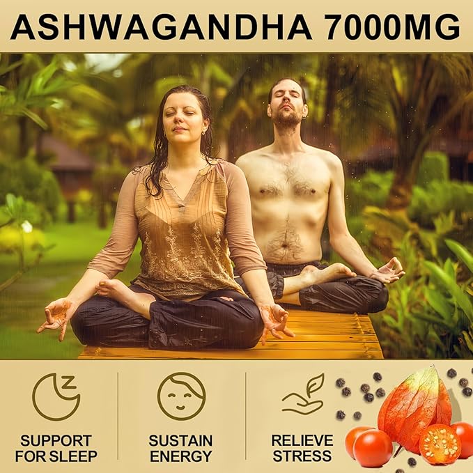 Organic Ashwagandha Capsules Supplement - 7000mg Herb Powder Equivalent per Serving - Immune Support, Hormone Balance - Enhanced Nutrient Absorption - 240 Capsules (120 Servings)